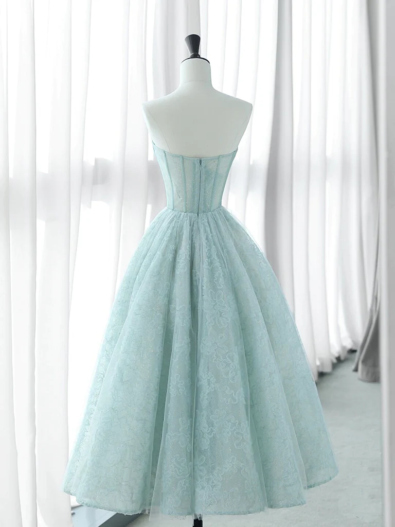A-Line Sweetheart Neck Tulle Lace Prom Dress