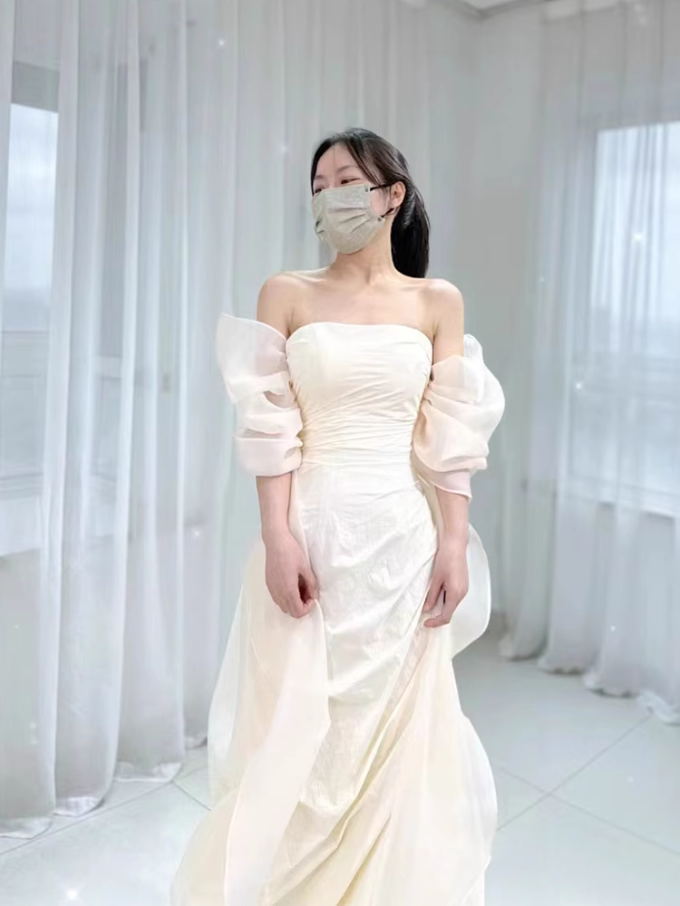 Vintage Mermaid Short Sleeves White Long Wedding Dresses