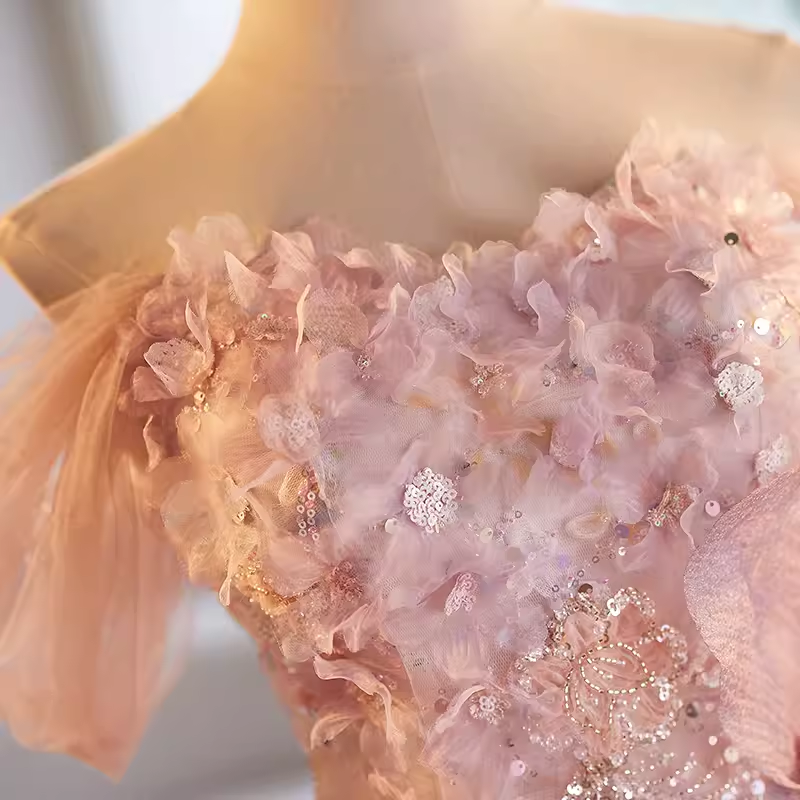 Modest Mermaid Off The Shoulder Long Pink Prom Dress