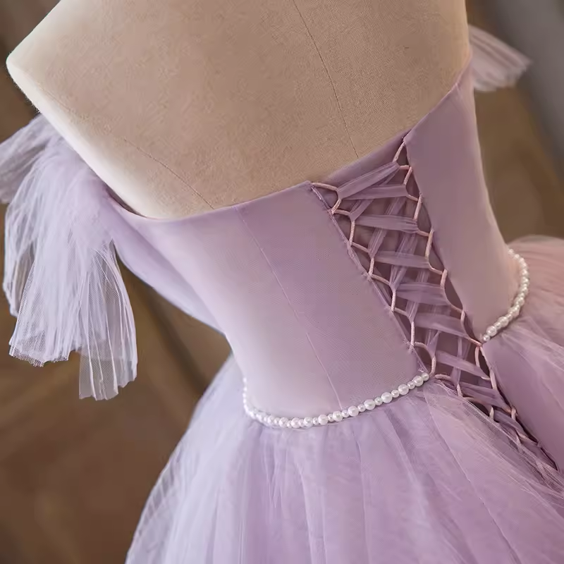Vintage Ball Gown Strapless Lilac Tulle Ruffles Sweet 16 Dresses
