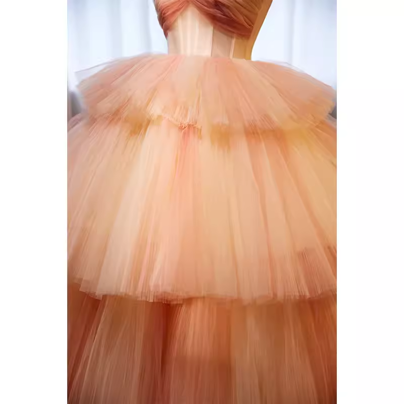 Vintage Ball Gown Strapless Tulle Pink Sweet 16 Dresses