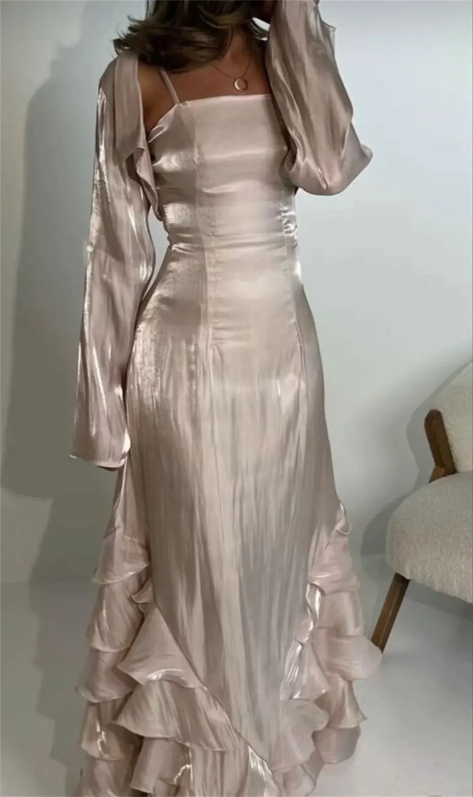 Elegant Sheath Straps Long Prom Dress