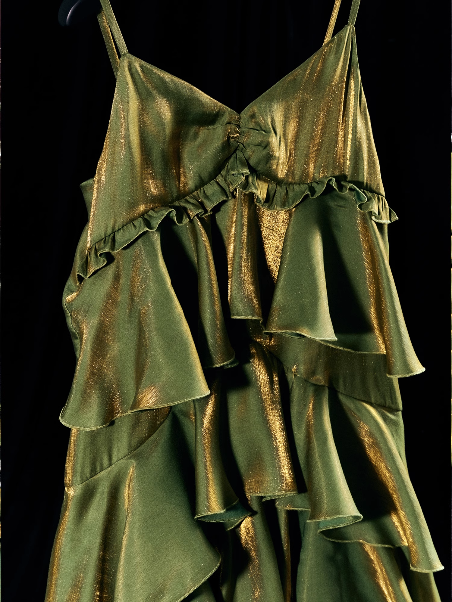 French Retro A line Spaghetti Straps Green Long Prom Dress Birthday Dresses