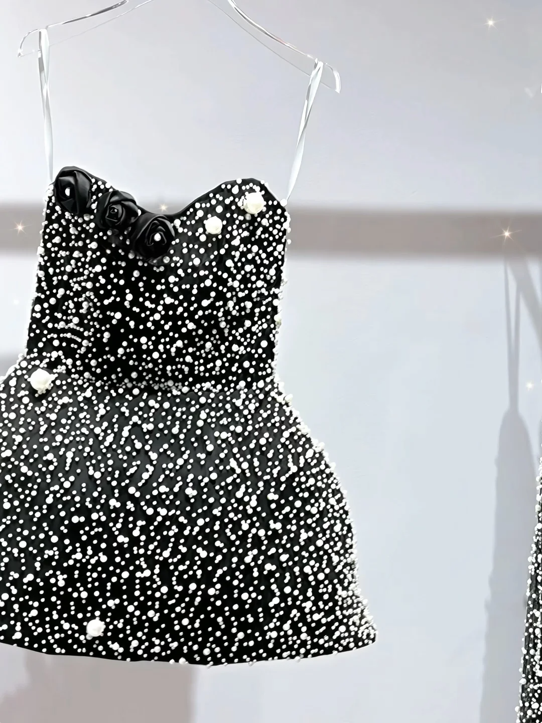 Gorgeous Strapless Black Satin Pearls Mini Birthday Outfits A Line Homecoming Dress