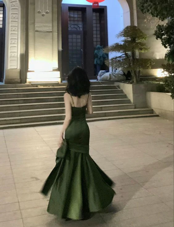 Sexy Mermaid Sleeveless Green Long Prom Dresses