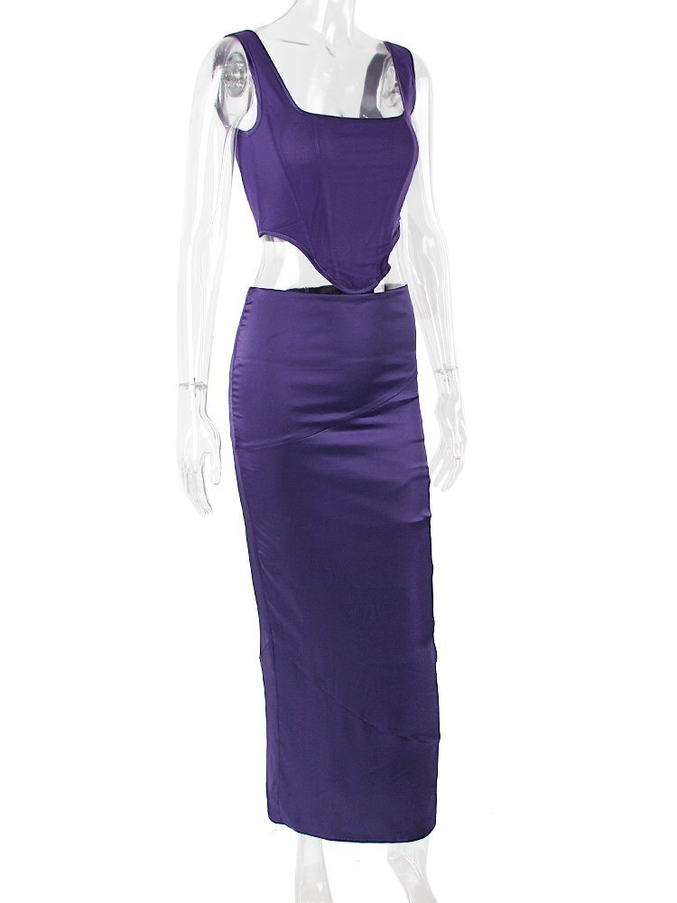 Dark Purple Floor Length Prom Dress Simple Straps Evening Dress