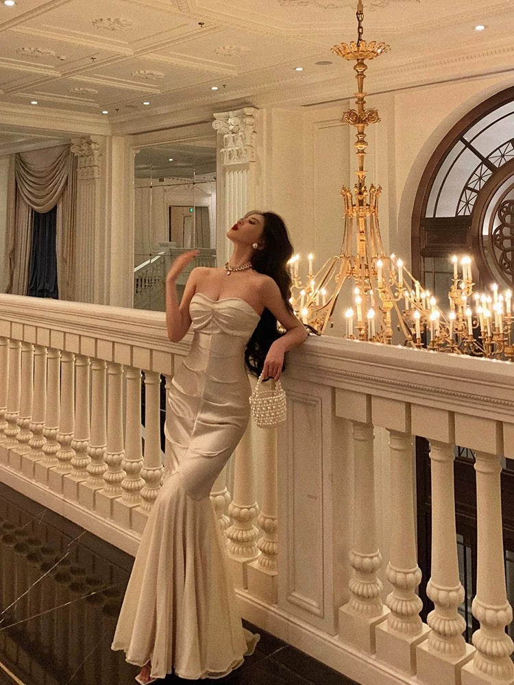 Chic Mermaid Sweetheart Long Ruffles Prom Dresses Birthday Dress
