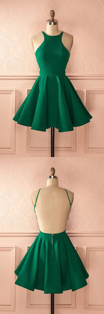 A Line Round Neck Backless Short Graduation Dress,Homecoming Dresses