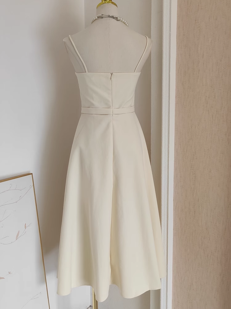 Sexy A line Spaghetti Straps Ivory Dinner Party Dresses Birthday Outfits