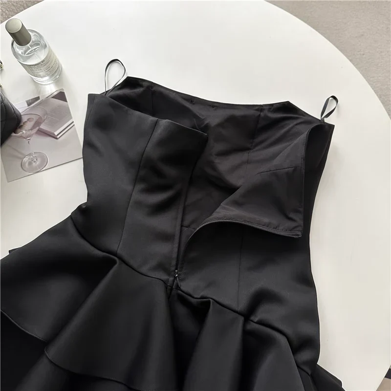 Sexy Black Irregular Puffy Short Homecoming Dress