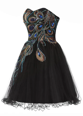 Vintage Black Tulle Satin Beaded Short Party Dress A Line Homecoming Dress