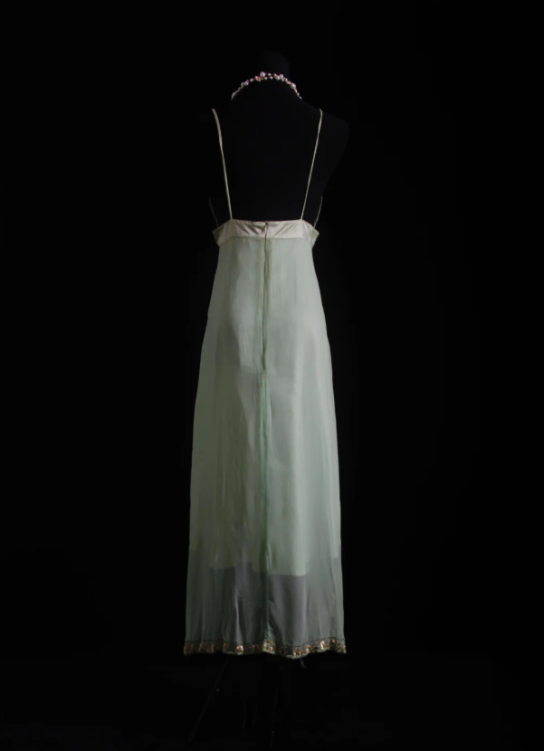 Classy Light Green Spaghetti Straps Chiffon Sequin Beaded Long Birthday Prom Dress Party Gown