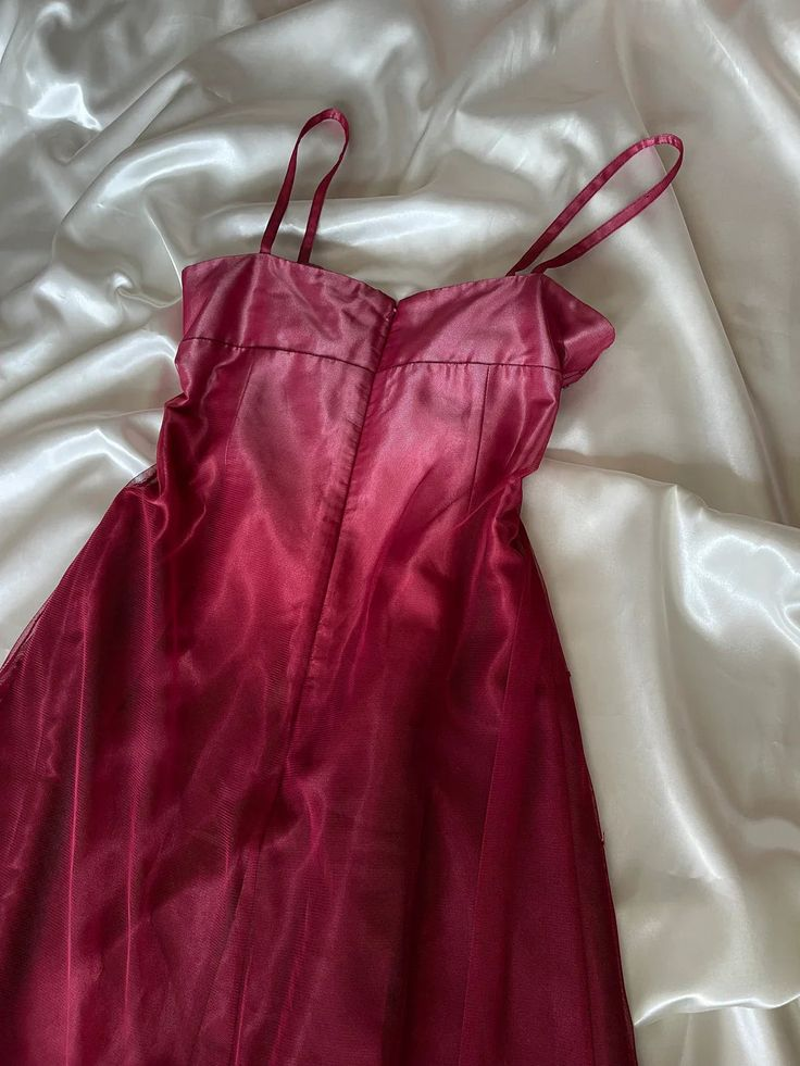 Pretty Spaghetti Straps Ombre Hot Pink Satin Beaded A Line Long Evening Dress Birthday Party Dress