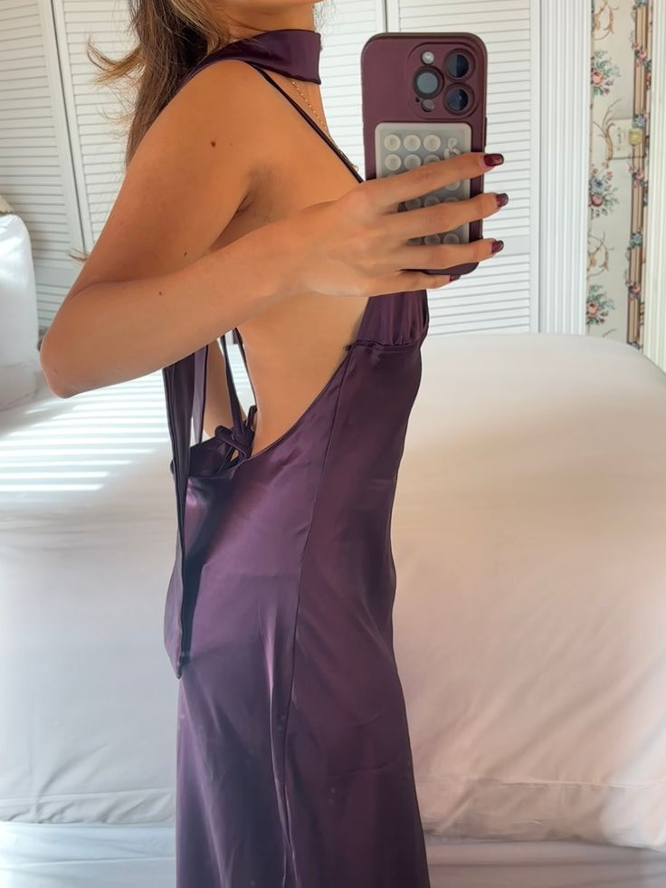 Purple Sexy Backless Long Prom Dress Party Gown