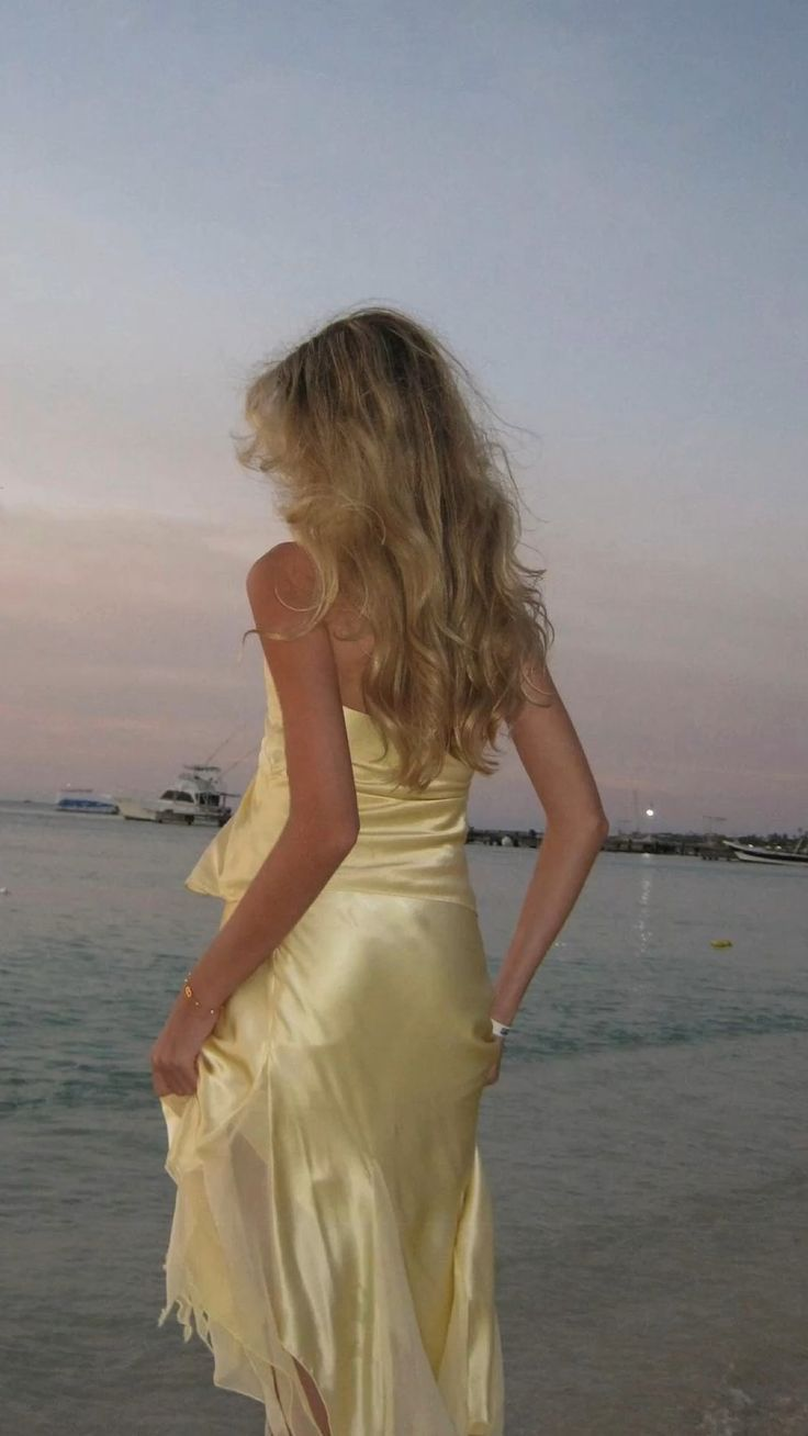 Yellow Mermaid Halter Satin Prom Dress Party Evening Dress
