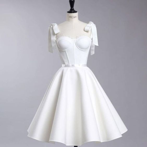 Vintage A Line Straps White Cocktail Dresses Short Homecoming Dress