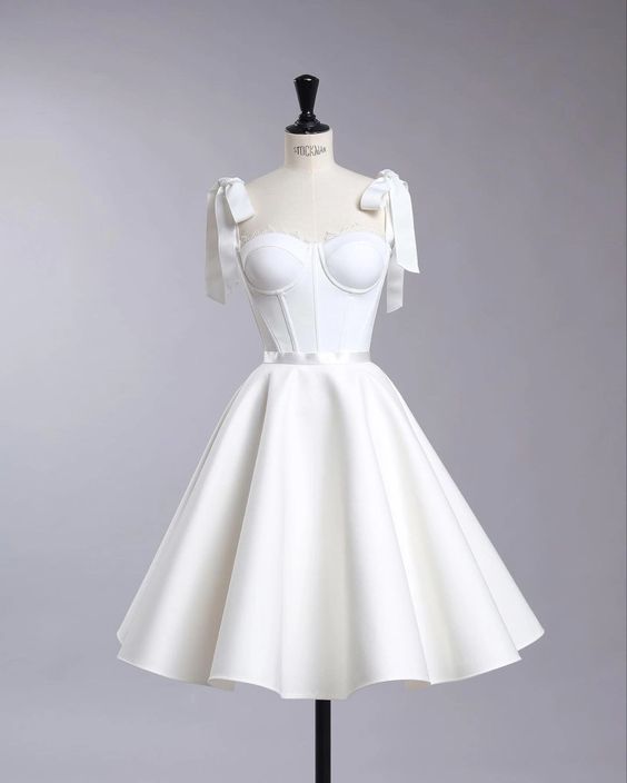 Vintage A Line Straps White Cocktail Dresses Short Homecoming Dress