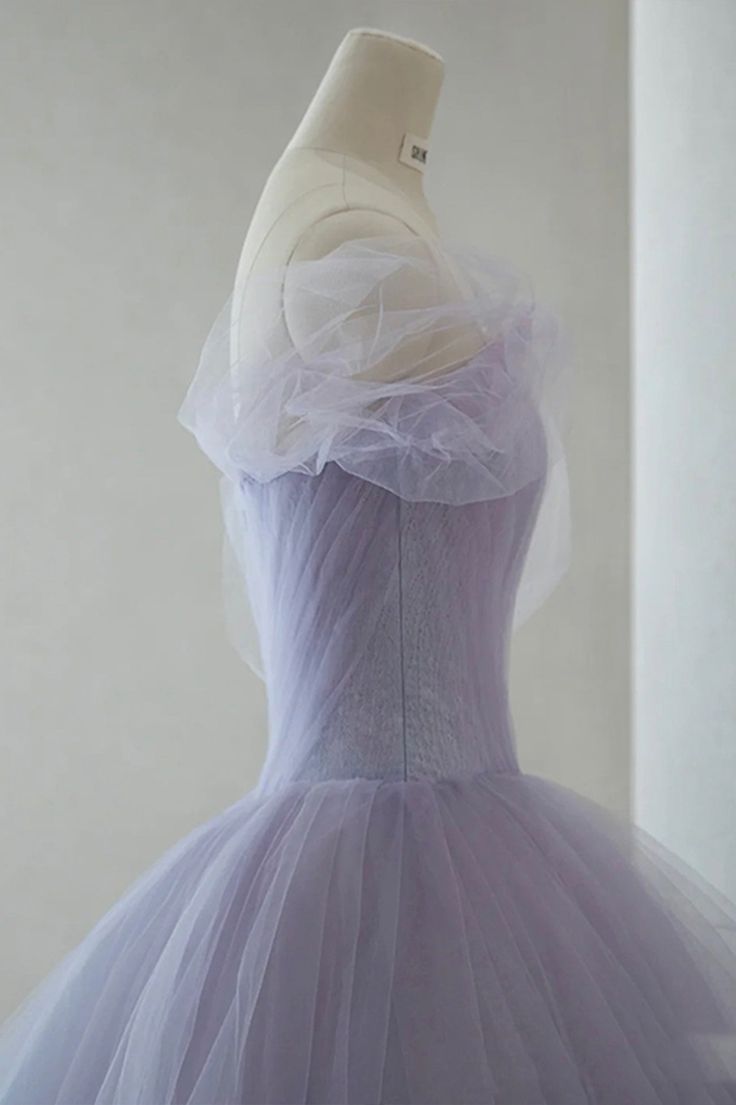 Vintage Light Purple Tulle High Low Floral Homecoming Dress