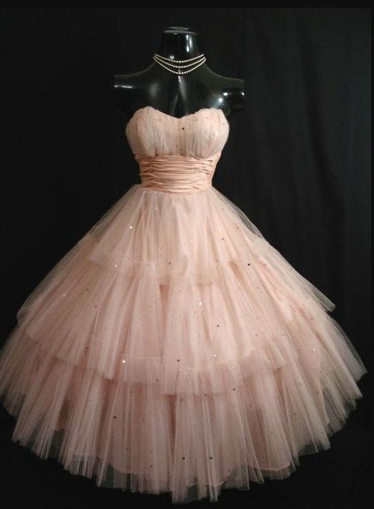 Vintage Pink Strapless Tulle Tea Length Short Homecoming Dress