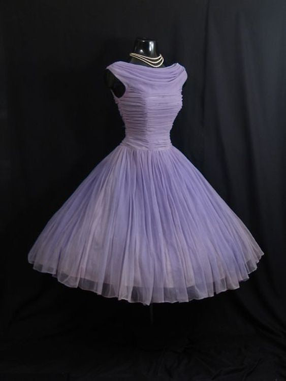 Vintage 1950s Tulle Dress Short Lilac Homecoming Dress