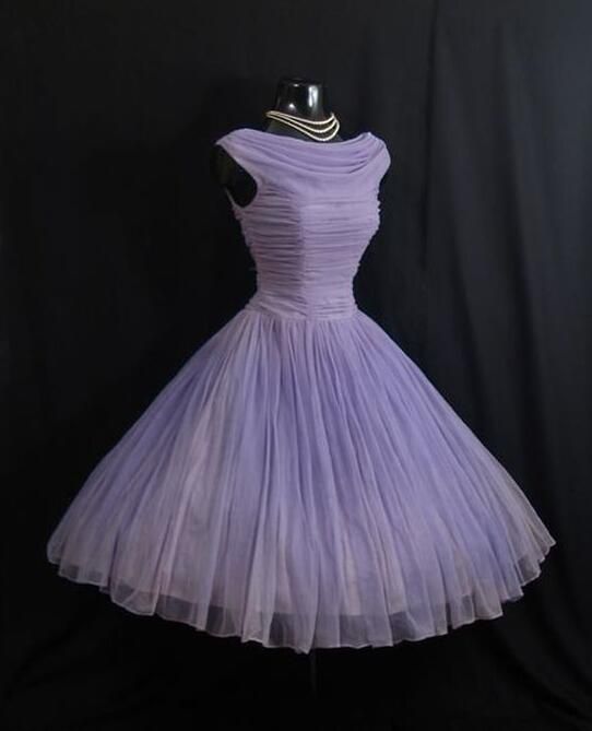 Vintage 1950s Tulle Dress Short Lilac Homecoming Dress