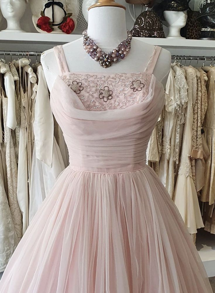 50s Vintage Pink A line Short Homecoming Dress Party Dress