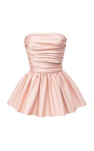 Unique A line Strapless Pink Satin Homecoming Dresses With Ruffles