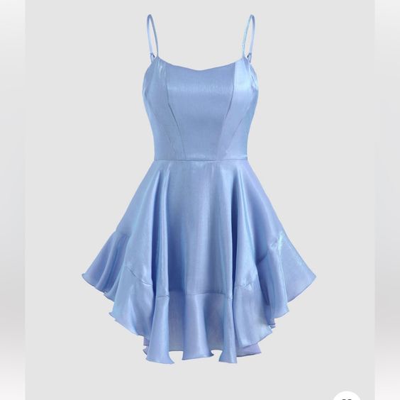 Unique A line Straps Blue Silk Satin Homecoming Dresses 21st Birthday Outfits