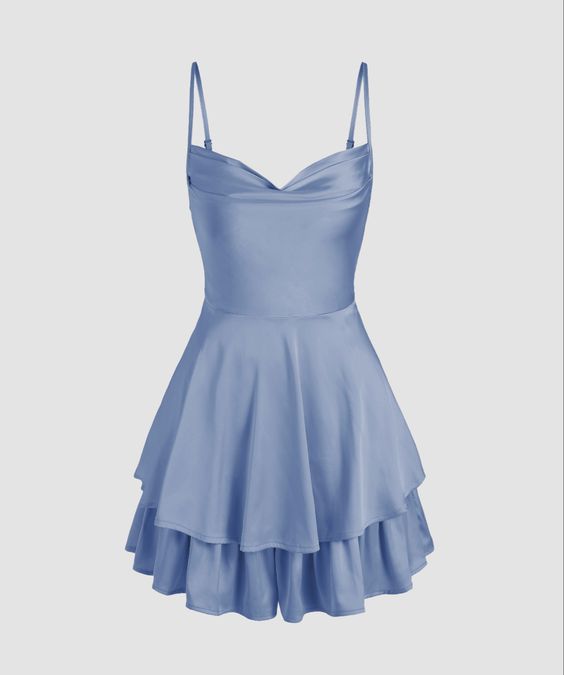 Unique A line Straps Blue Silk Satin Homecoming Dress 21st Birthday Outfits