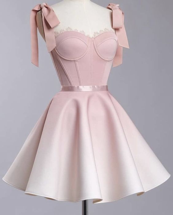 Cute A line Straps Pink Homecoming Dress 21st Birthday Outfit