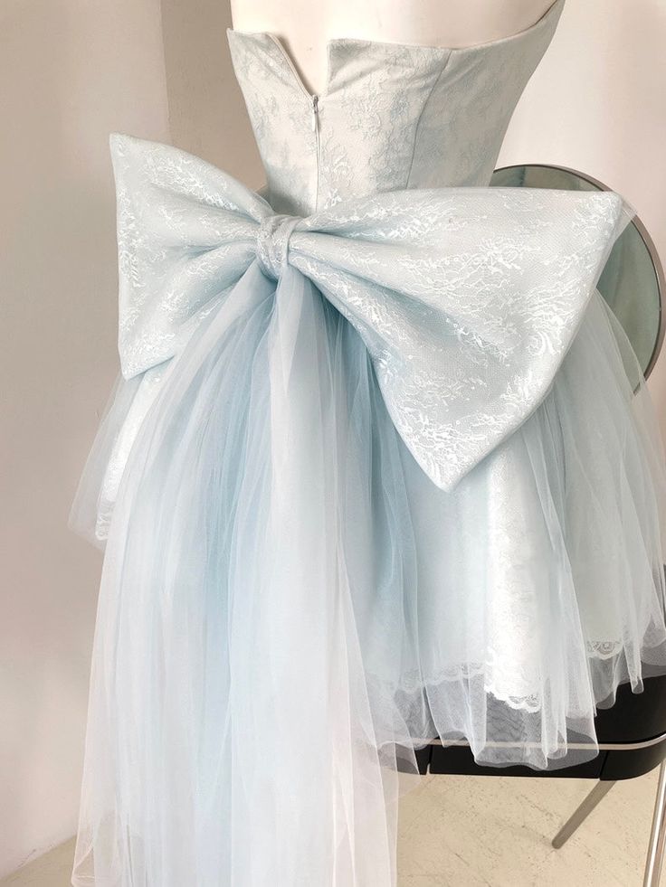 Baby Blue Balletcore Lace Bustier Dress Basque Waist Homecoming Dress Birthday Outfit