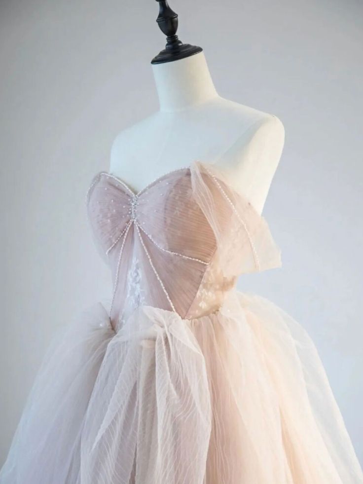 Vintage A Line Off The Shoulder Blush Puffy Ruffles Prom Dresses