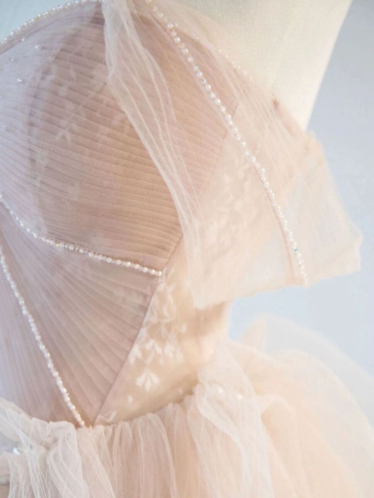 Vintage A Line Off The Shoulder Blush Puffy Ruffles Prom Dresses