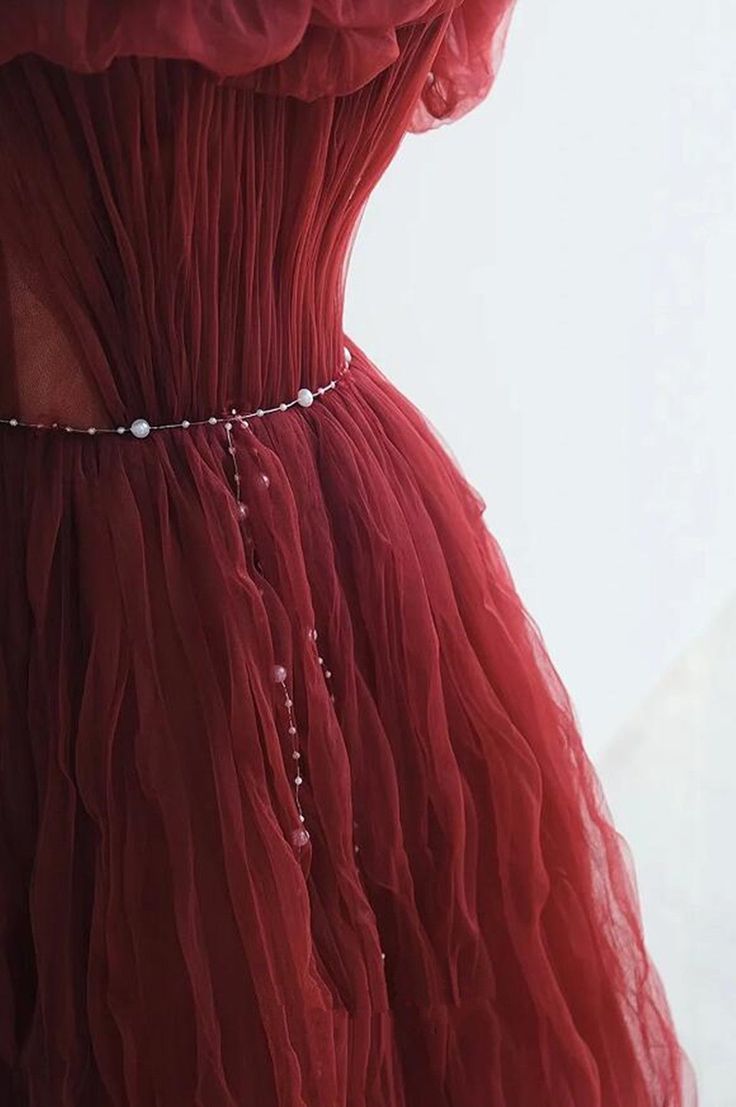 Vintage A line Off The Shoulder Burgundy Tulle Evening Dress Prom Dresses