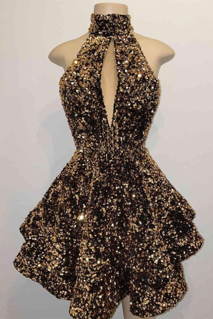 Halter Sequin Homecoming Dresses Short Sparkly Glitter Cutout Mini Backless Tight Bodycon