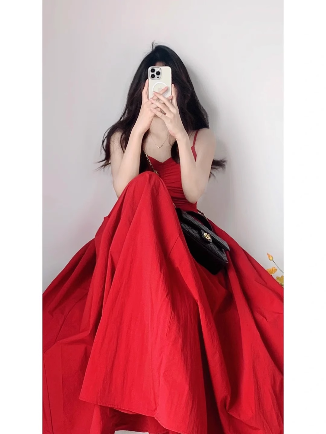 Chic A Line Spaghetti Straps Red Backless Ruffles Long Prom Dresses Birthday Outfits