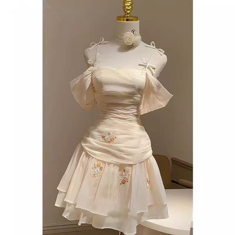 Cute A line Spaghetti Straps Chiffon Short Homecoming Dress Party Dress
