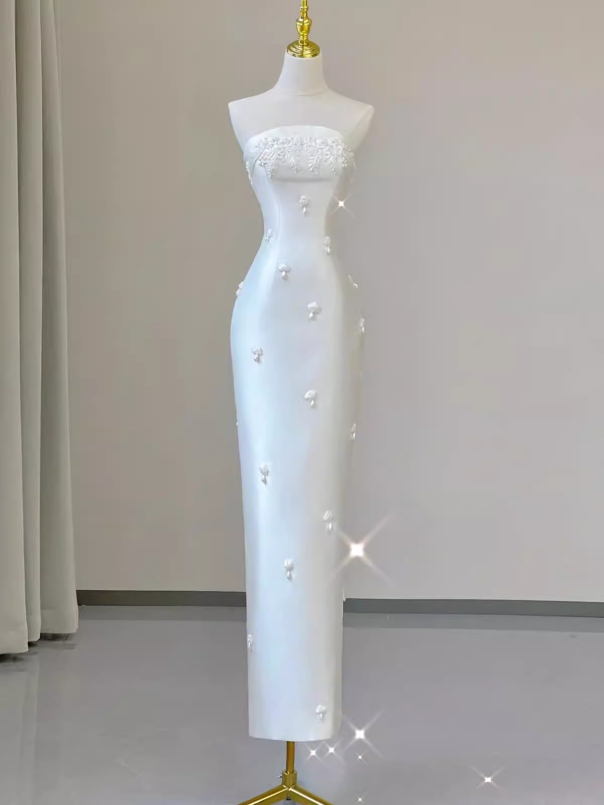 Fairytale Mermaid Strapless Satin White Wedding Dresses