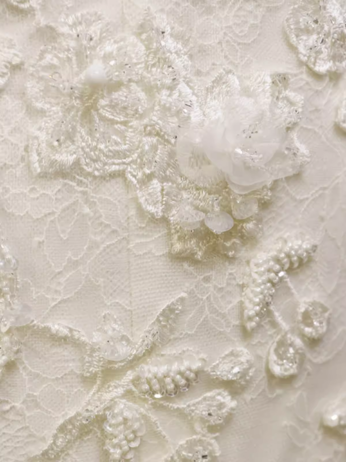 Fairytale Mermaid Strapless Lace White Floral Wedding Dresses