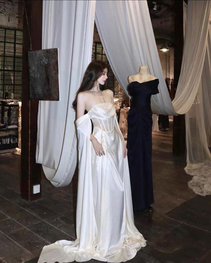 Fairytale A line Off The Shoulder Satin White Long Wedding Dress
