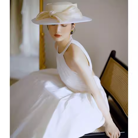 Vintage Ball Gown White Satin Wedding Dresses