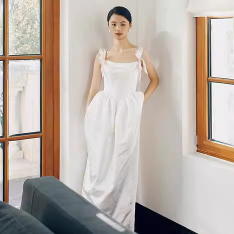 Vintage A Line Straps White Satin Wedding Dresses