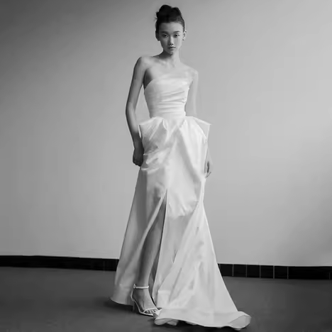 Simple A Line Strapless White Satin Wedding Dresses