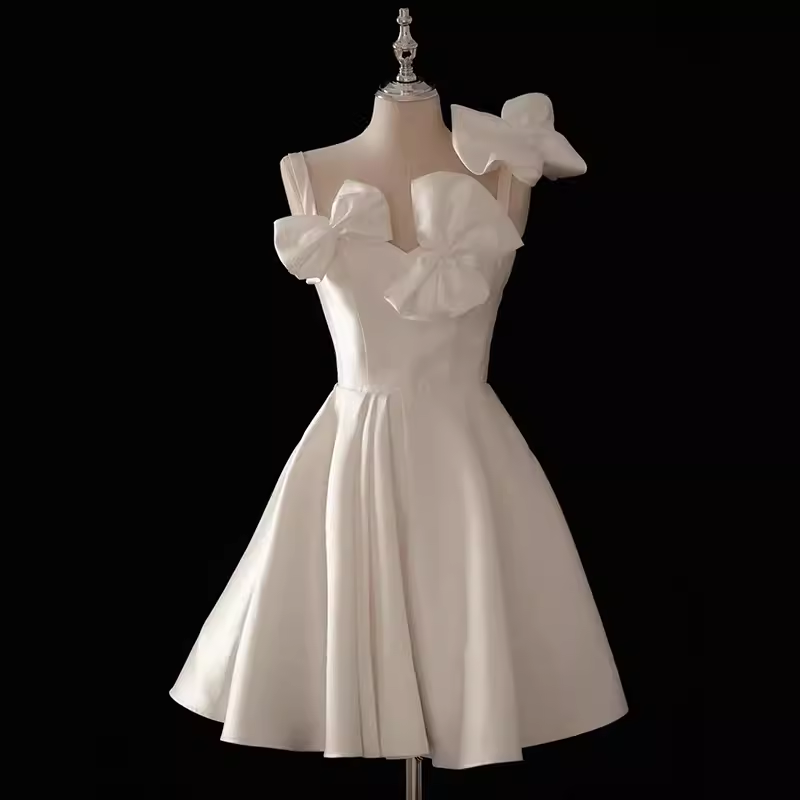 50s Vintage White Cocktail Dress Homecoming Dress With Bow Party Dress
