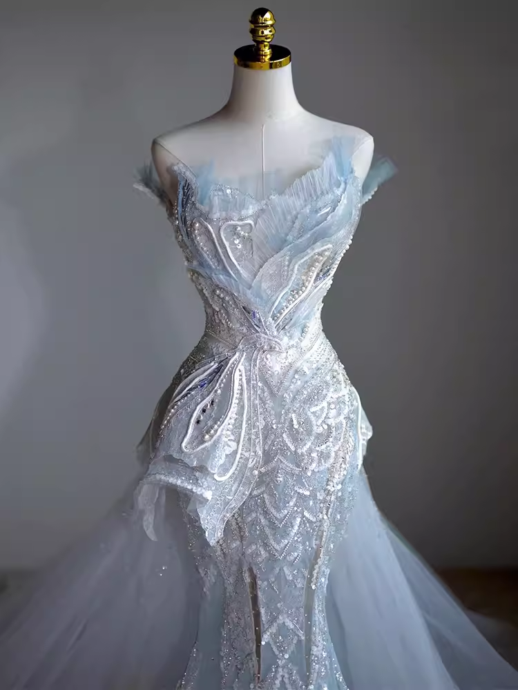 Chic Mermaid Off The Shoulder Short Sleeves Lace Wedding Dress