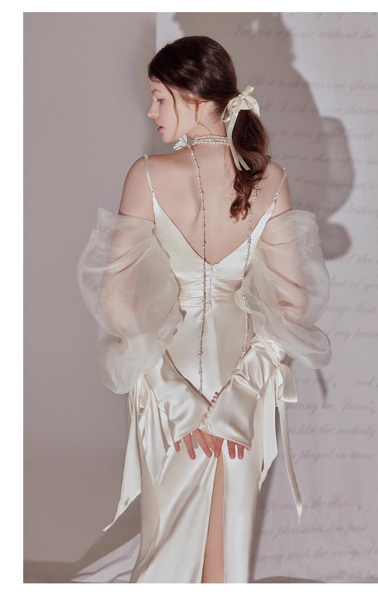 Sexy Mermaid Straps White Long Wedding Dresses