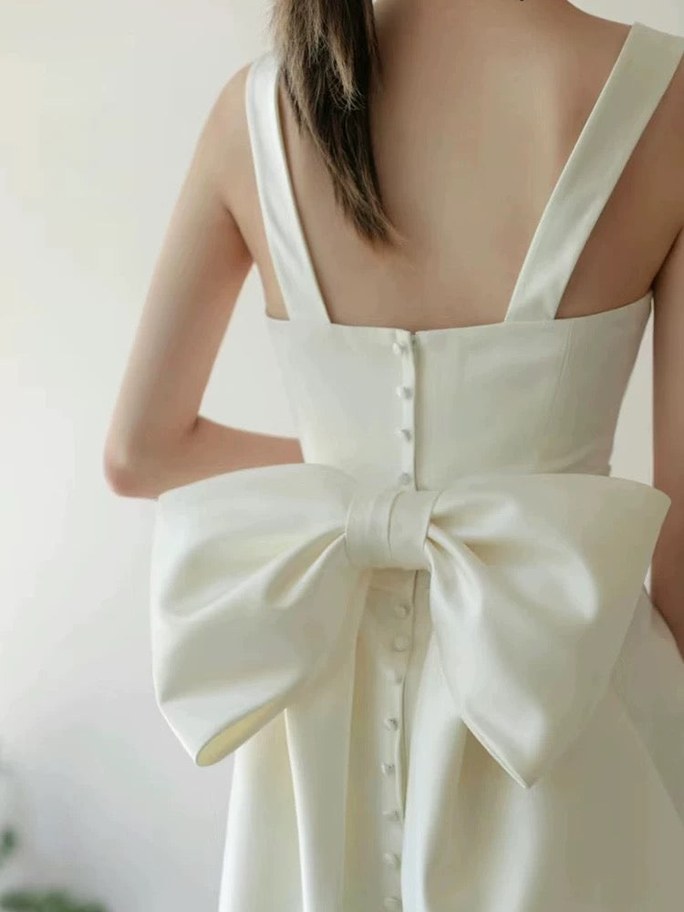 Timeless Sheath Straps Long Satin White Wedding Dresses