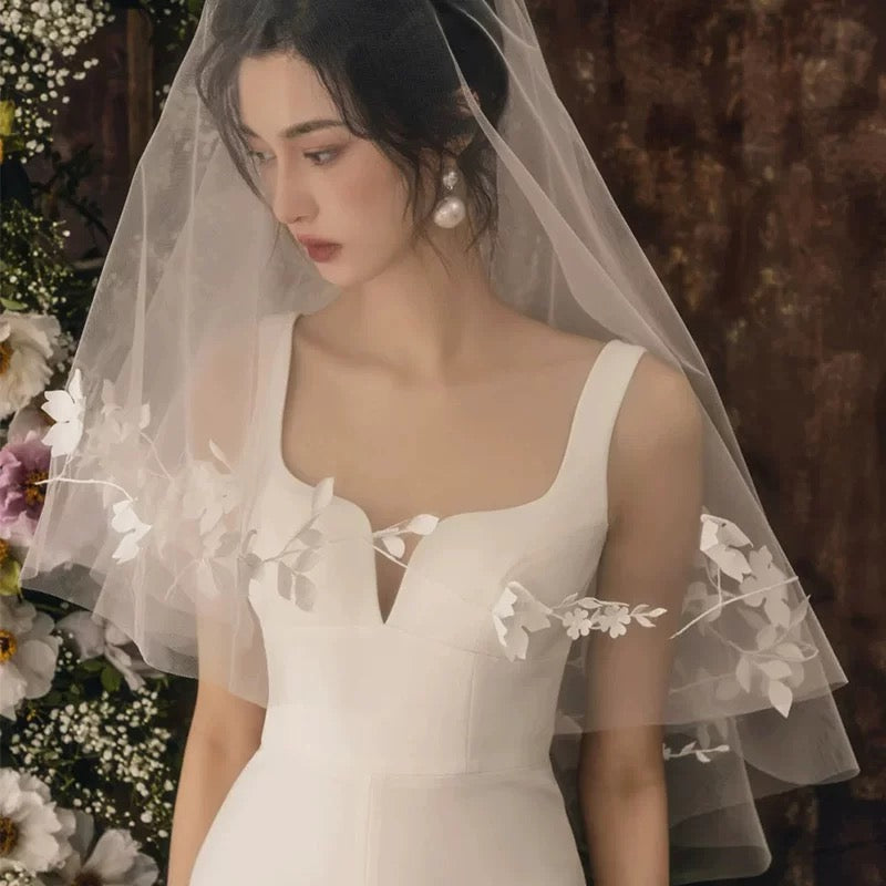 Unique Sheath Straps Satin Long White Slit Wedding Dresses