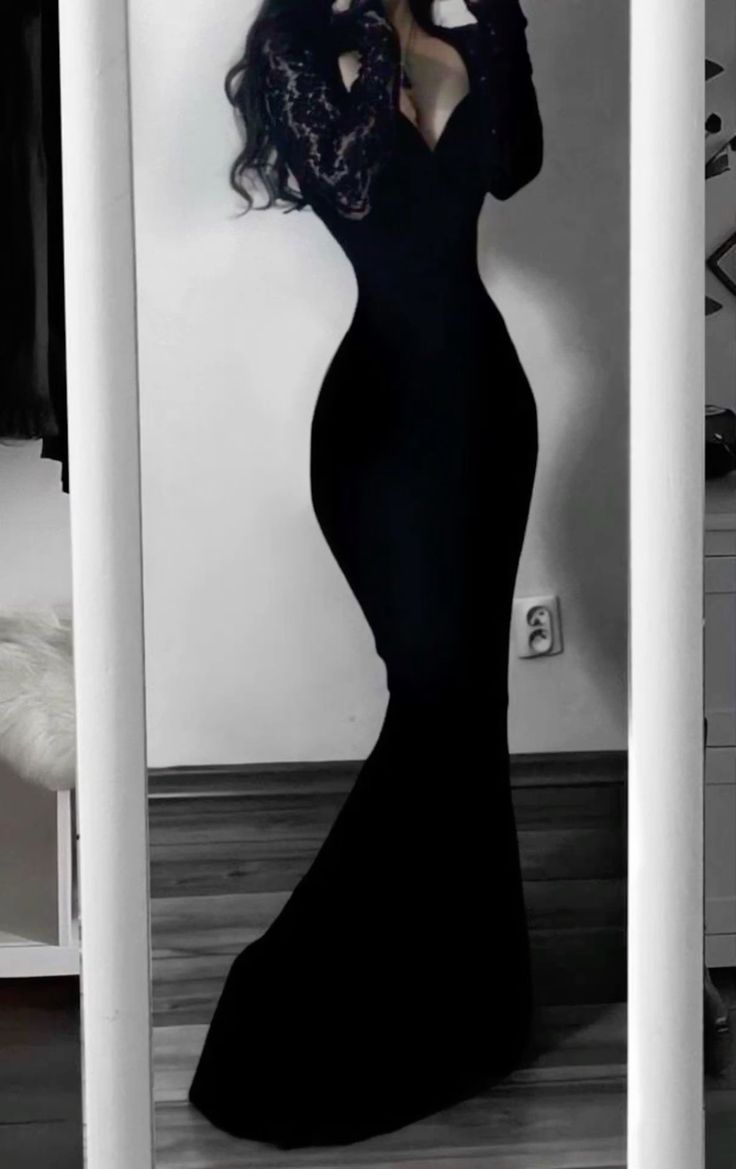Modest Mermaid Sweetheart Black Long Prom Dress Sexy Evening Dresses