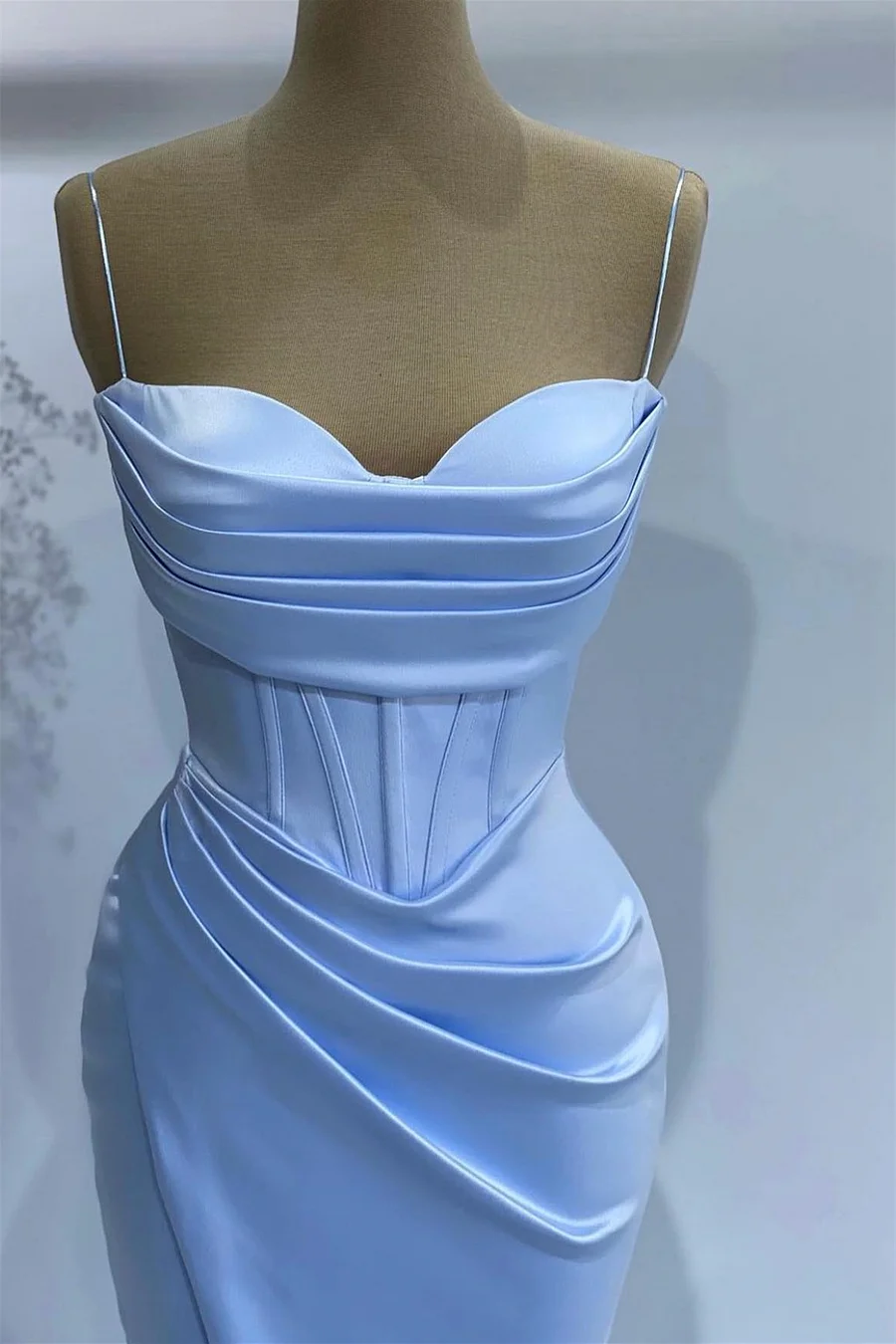 Sexy Mermaid Baby Blue Sweetheart Prom Dress With Spaghetti-Straps